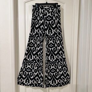 Veronica M fitted stretch Wide-Leg Flare Boho Pants Palazzo Cut Flowy Pocket S